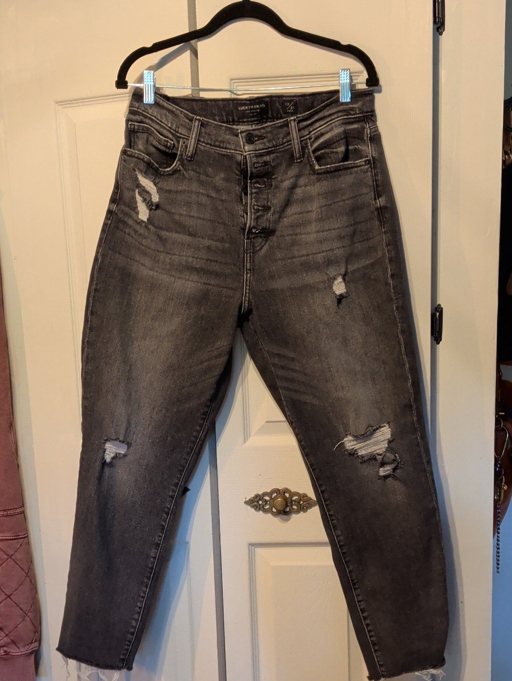 Lucky Brand Washed Black Distressed High-Rise Jeans